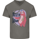 Sloth Down Policeman Funny Mens V-Neck Cotton T-Shirt Charcoal