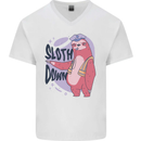 Sloth Down Policeman Funny Mens V-Neck Cotton T-Shirt White