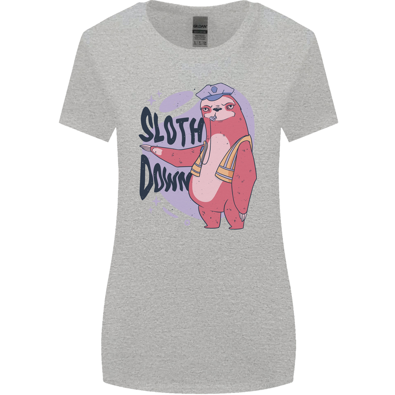 Sloth Down Policeman Funny Womens Wider Cut T-Shirt Sports Grey