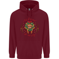 Sloth Eat Sleep & Be Merry Funny Christmas Childrens Kids Hoodie Maroon