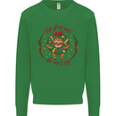 Sloth Eat Sleep & Be Merry Funny Christmas Kids Sweatshirt Jumper Irish Green