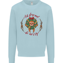 Sloth Eat Sleep & Be Merry Funny Christmas Kids Sweatshirt Jumper Light Blue