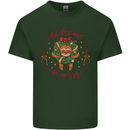 Sloth Eat Sleep & Be Merry Funny Christmas Mens Cotton T-Shirt Tee Top Forest Green