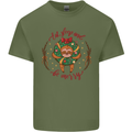 Sloth Eat Sleep & Be Merry Funny Christmas Mens Cotton T-Shirt Tee Top Military Green