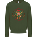 Sloth Eat Sleep & Be Merry Funny Christmas Mens Sweatshirt Jumper Forest Green