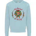Sloth Eat Sleep & Be Merry Funny Christmas Mens Sweatshirt Jumper Light Blue