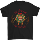 Sloth Eat Sleep & Be Merry Funny Christmas Mens T-Shirt Cotton Gildan Black