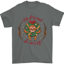 Sloth Eat Sleep & Be Merry Funny Christmas Mens T-Shirt Cotton Gildan Charcoal