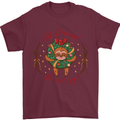 Sloth Eat Sleep & Be Merry Funny Christmas Mens T-Shirt Cotton Gildan Maroon