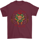 Sloth Eat Sleep & Be Merry Funny Christmas Mens T-Shirt Cotton Gildan Maroon