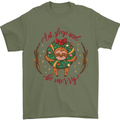 Sloth Eat Sleep & Be Merry Funny Christmas Mens T-Shirt Cotton Gildan Military Green