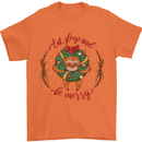 Sloth Eat Sleep & Be Merry Funny Christmas Mens T-Shirt Cotton Gildan Orange