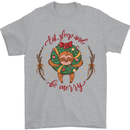Sloth Eat Sleep & Be Merry Funny Christmas Mens T-Shirt Cotton Gildan Sports Grey