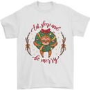 Sloth Eat Sleep & Be Merry Funny Christmas Mens T-Shirt Cotton Gildan White