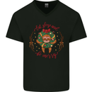 Sloth Eat Sleep & Be Merry Funny Christmas Mens V-Neck Cotton T-Shirt Black