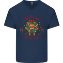 Sloth Eat Sleep & Be Merry Funny Christmas Mens V-Neck Cotton T-Shirt Navy Blue