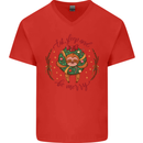 Sloth Eat Sleep & Be Merry Funny Christmas Mens V-Neck Cotton T-Shirt Red