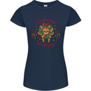 Sloth Eat Sleep & Be Merry Funny Christmas Womens Petite Cut T-Shirt Navy Blue