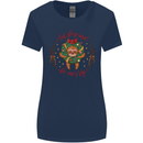 Sloth Eat Sleep & Be Merry Funny Christmas Womens Wider Cut T-Shirt Navy Blue