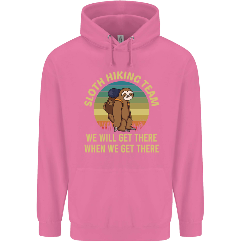 Sloth Hiking Team Funny Trekking Walking Childrens Kids Hoodie Azalea
