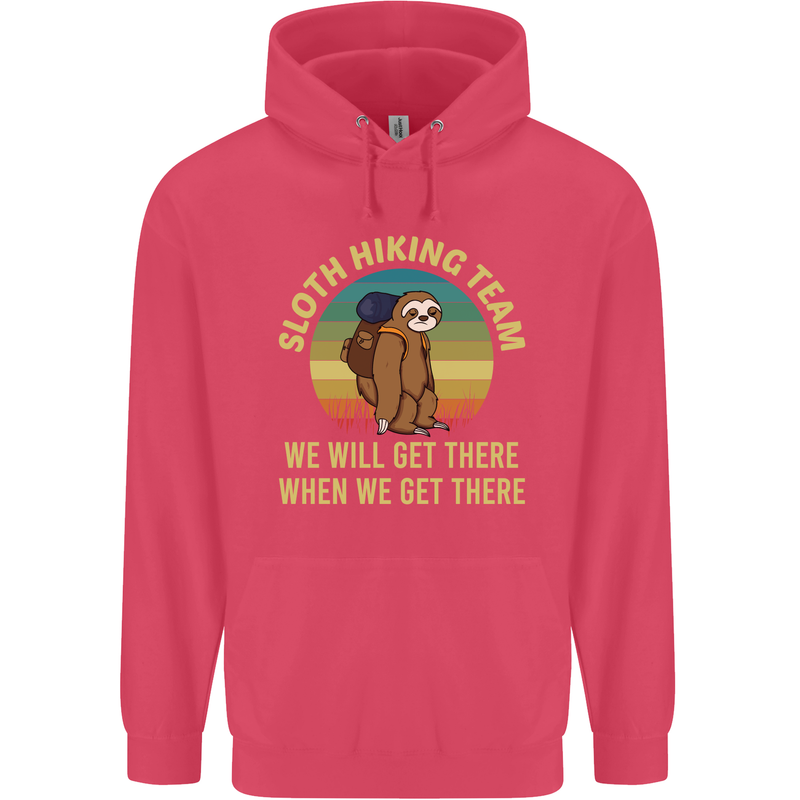 Sloth Hiking Team Funny Trekking Walking Childrens Kids Hoodie Heliconia