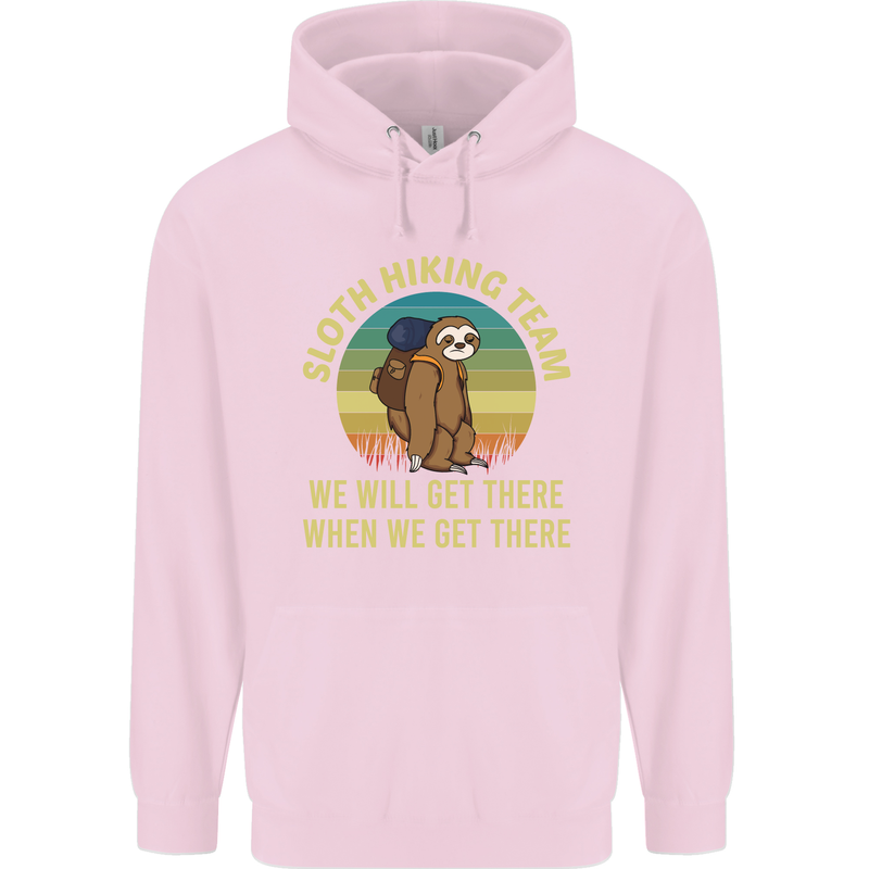 Sloth Hiking Team Funny Trekking Walking Childrens Kids Hoodie Light Pink