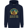 Sloth Hiking Team Funny Trekking Walking Childrens Kids Hoodie Navy Blue