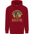 Sloth Hiking Team Funny Trekking Walking Childrens Kids Hoodie Red