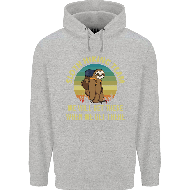 Sloth Hiking Team Funny Trekking Walking Childrens Kids Hoodie Sports Grey