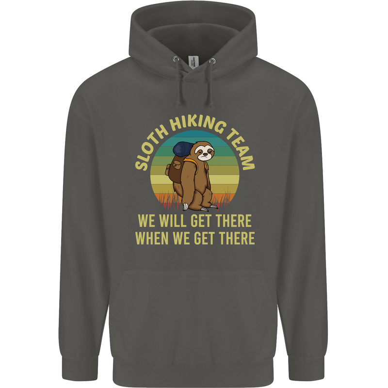 Sloth Hiking Team Funny Trekking Walking Childrens Kids Hoodie Storm Grey