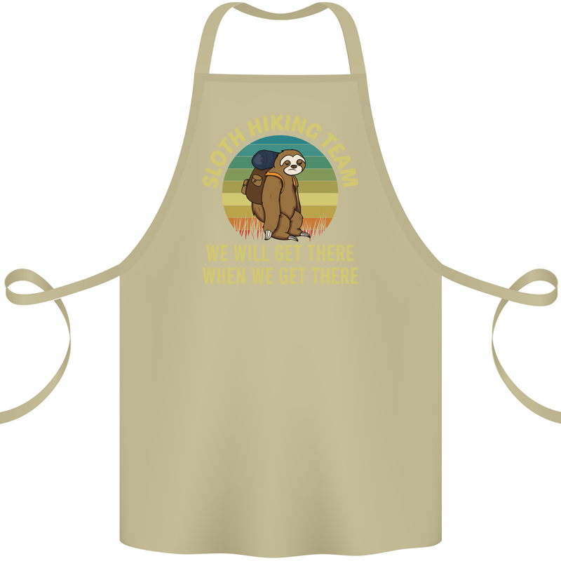 Sloth Hiking Team Funny Trekking Walking Cotton Apron 100% Organic Khaki