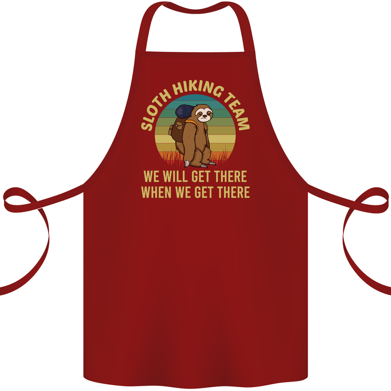 Sloth Hiking Team Funny Trekking Walking Cotton Apron 100% Organic Maroon