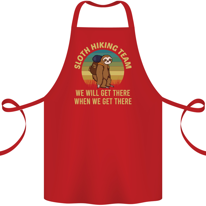 Sloth Hiking Team Funny Trekking Walking Cotton Apron 100% Organic Red