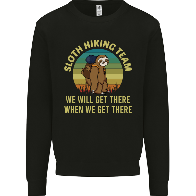 Sloth Hiking Team Funny Trekking Walking Kids Sweatshirt Jumper Black