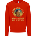 Sloth Hiking Team Funny Trekking Walking Kids Sweatshirt Jumper Bright Red
