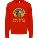 Sloth Hiking Team Funny Trekking Walking Kids Sweatshirt Jumper Bright Red