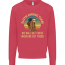 Sloth Hiking Team Funny Trekking Walking Kids Sweatshirt Jumper Heliconia