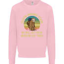 Sloth Hiking Team Funny Trekking Walking Kids Sweatshirt Jumper Light Pink