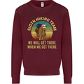 Sloth Hiking Team Funny Trekking Walking Kids Sweatshirt Jumper Maroon