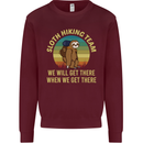 Sloth Hiking Team Funny Trekking Walking Kids Sweatshirt Jumper Maroon