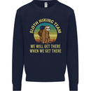 Sloth Hiking Team Funny Trekking Walking Kids Sweatshirt Jumper Navy Blue