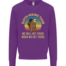 Sloth Hiking Team Funny Trekking Walking Kids Sweatshirt Jumper Purple