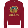 Sloth Hiking Team Funny Trekking Walking Kids Sweatshirt Jumper Red