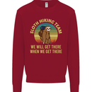 Sloth Hiking Team Funny Trekking Walking Kids Sweatshirt Jumper Red