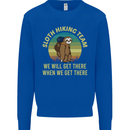 Sloth Hiking Team Funny Trekking Walking Kids Sweatshirt Jumper Royal Blue