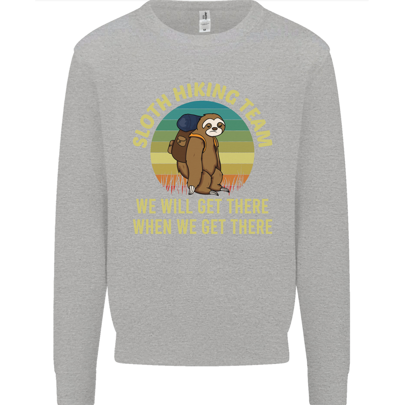 Sloth Hiking Team Funny Trekking Walking Kids Sweatshirt Jumper Sports Grey