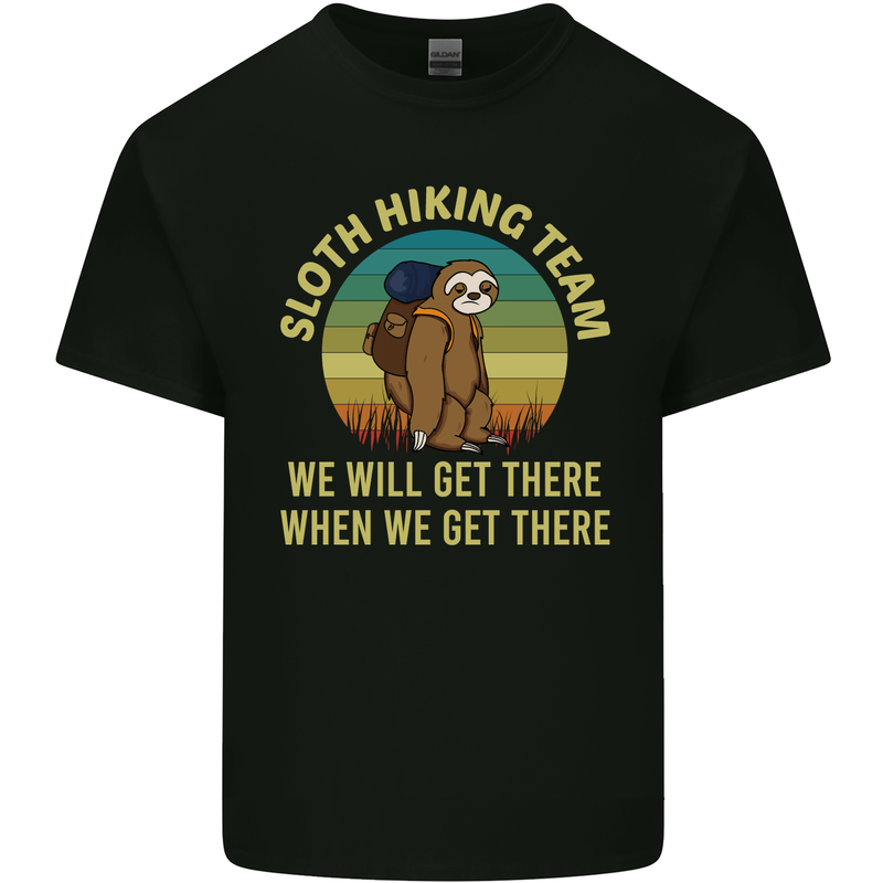 Sloth Hiking Team Funny Trekking Walking Kids T-Shirt Childrens Black