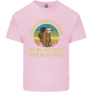 Sloth Hiking Team Funny Trekking Walking Kids T-Shirt Childrens Light Pink
