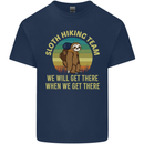 Sloth Hiking Team Funny Trekking Walking Kids T-Shirt Childrens Navy Blue