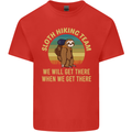 Sloth Hiking Team Funny Trekking Walking Kids T-Shirt Childrens Red